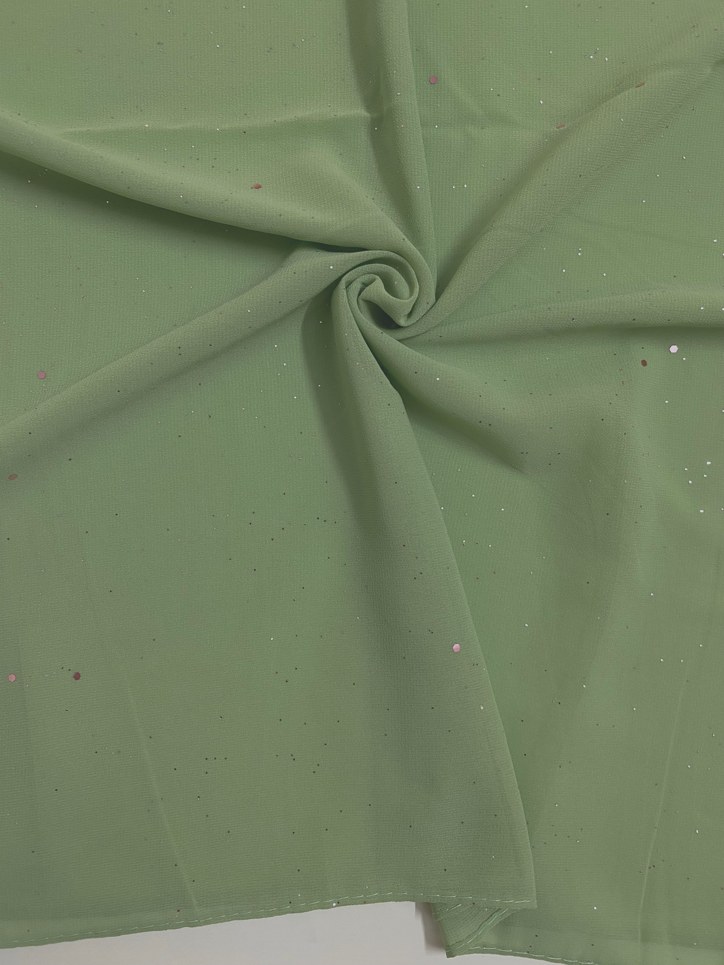 Glittered Georgette – Spring Green