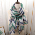 Geometric waved Green Ladies Stole/Scarf