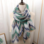 Geometric waved Green Ladies Stole/Scarf