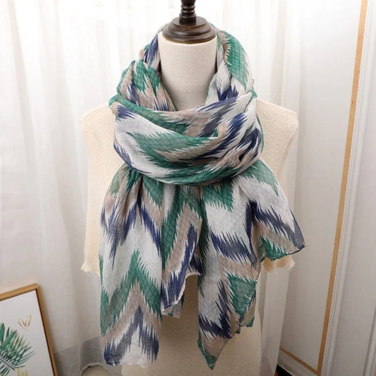 Geometric waved Green Ladies Stole/Scarf