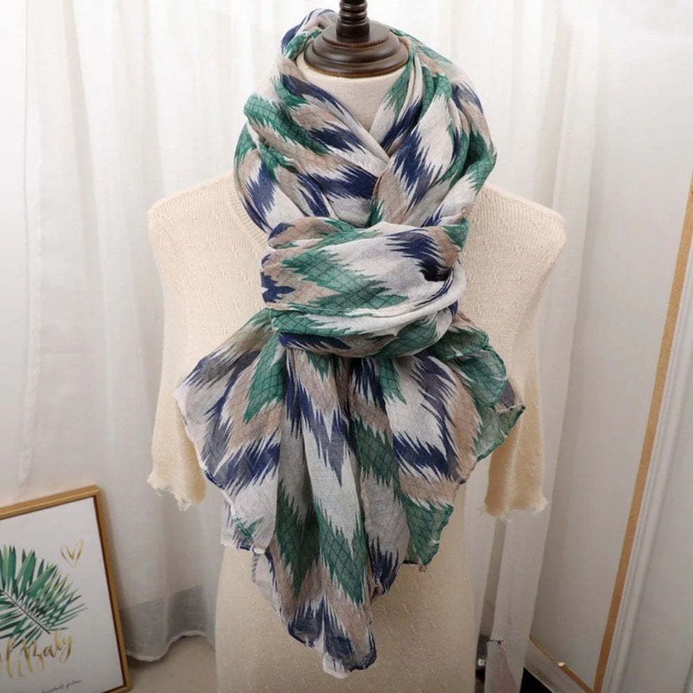 Geometric waved Green Ladies Stole/Scarf