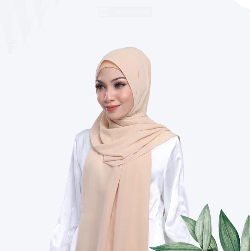 Matching Color Chiffon Instant Hijab for Muslim Women