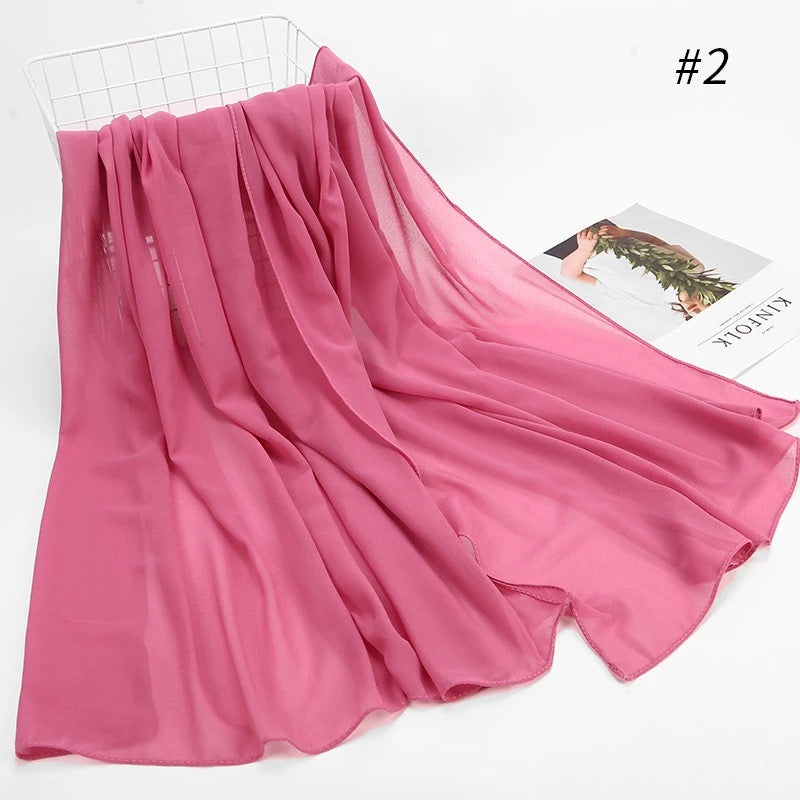 Muslim Woman Hijab Plain Long Scarf Bubble Pink