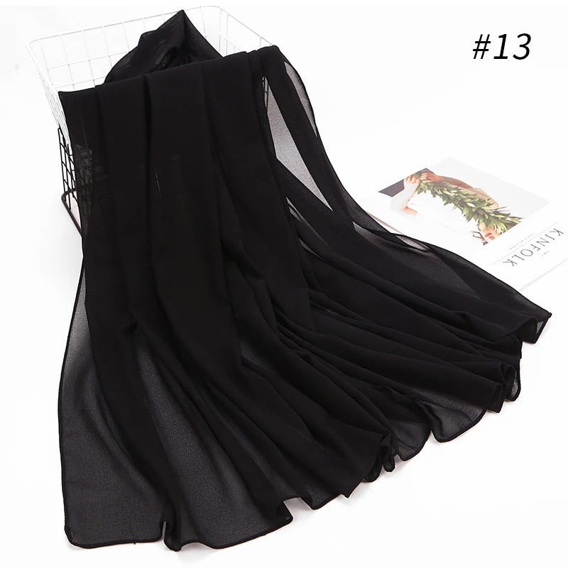 Shadow Luxe – Pure Black Chiffon Scarf Black Color