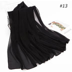 Shadow Luxe – Pure Black Chiffon Scarf Black Color