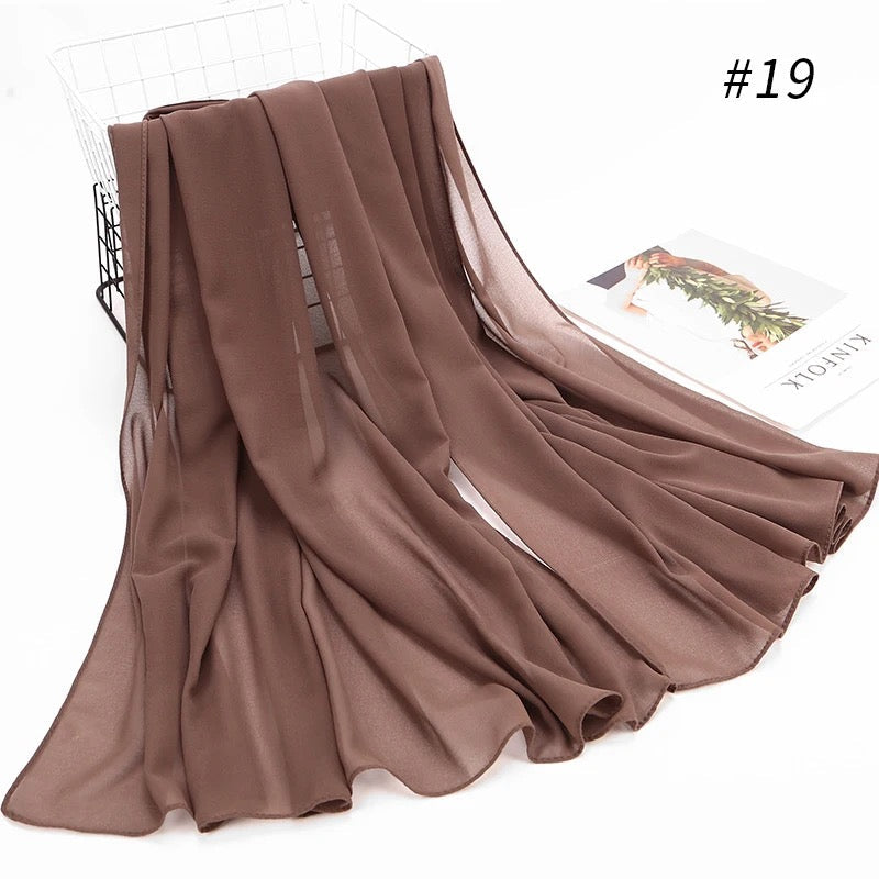 Fashionable Chiffon Chain Stone Hijab Scarf for Women Blush Brown