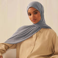Muslim Plain Hijab Stretchy Premium Chiffon Scarf Soft Shawls Women