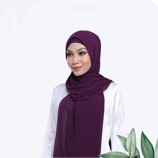 Women Matching Indigo Color Chiffon Instant Hijab for Muslim