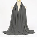 Ramadan Muslim Chiffon Hijabs For Woman Plain scarf Dark Grey