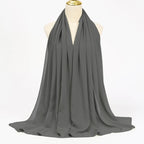 Ramadan Muslim Chiffon Hijabs For Woman Plain scarf Dark Grey