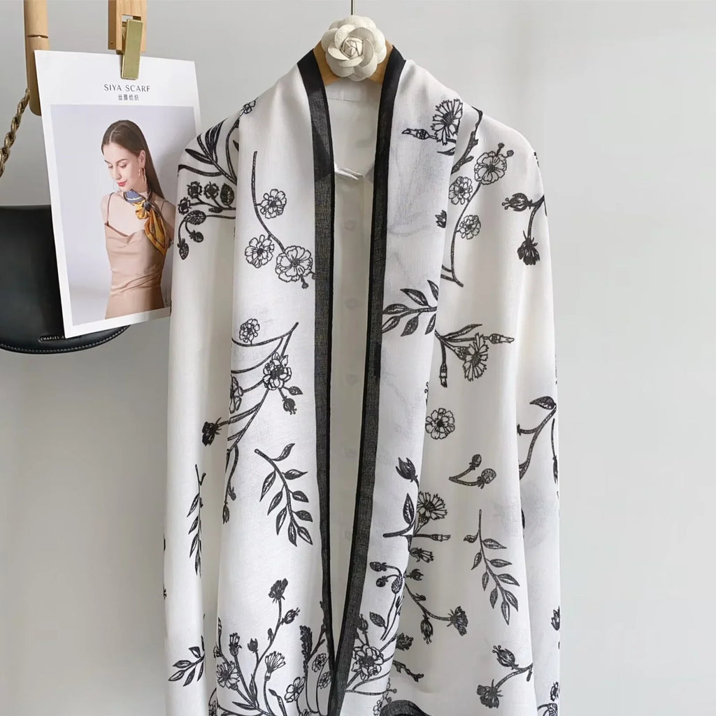 Soft Printed Scarf White-S5