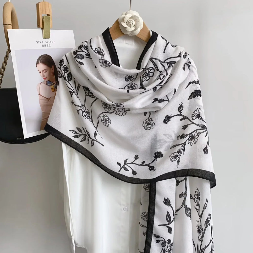 Soft Printed Scarf White-S5