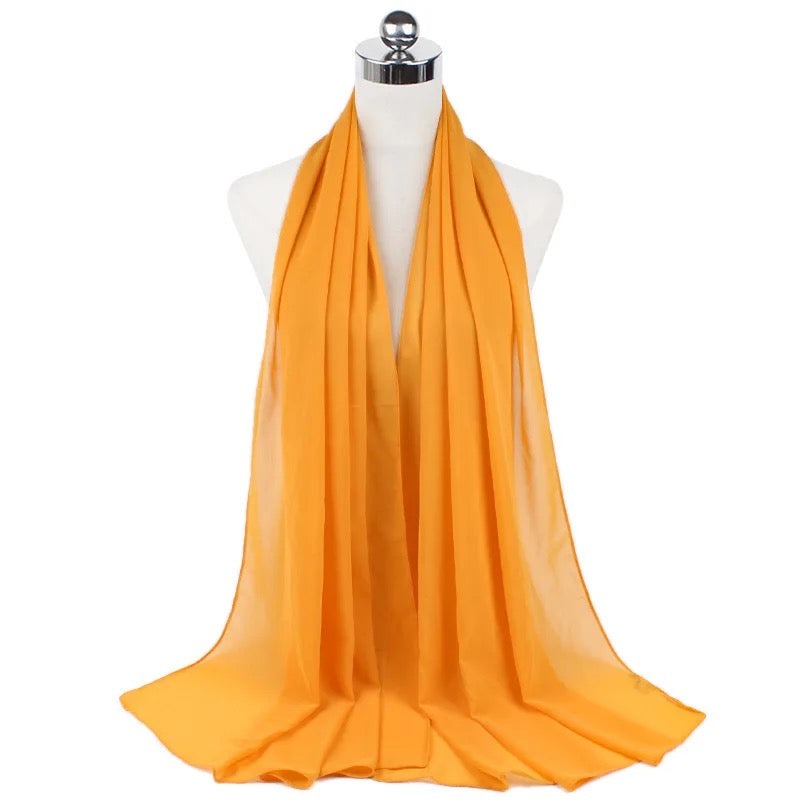 Luminous Orange Chiffon Elegance