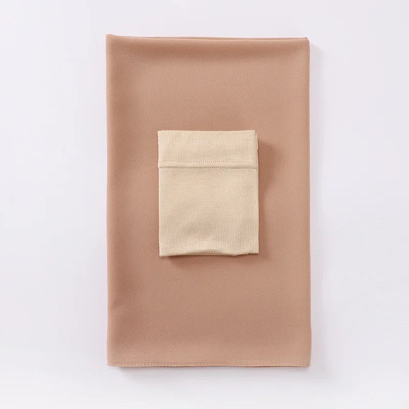 Georgette Hijab + Cap Matching Set - Light Biege